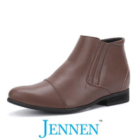 Brown Vegan Elevating 8cm Boots for Men's Formal Attire
