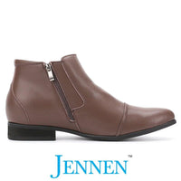 Zip Up Design 8cm Brown Vegan Boots with Warranty for Businessmen